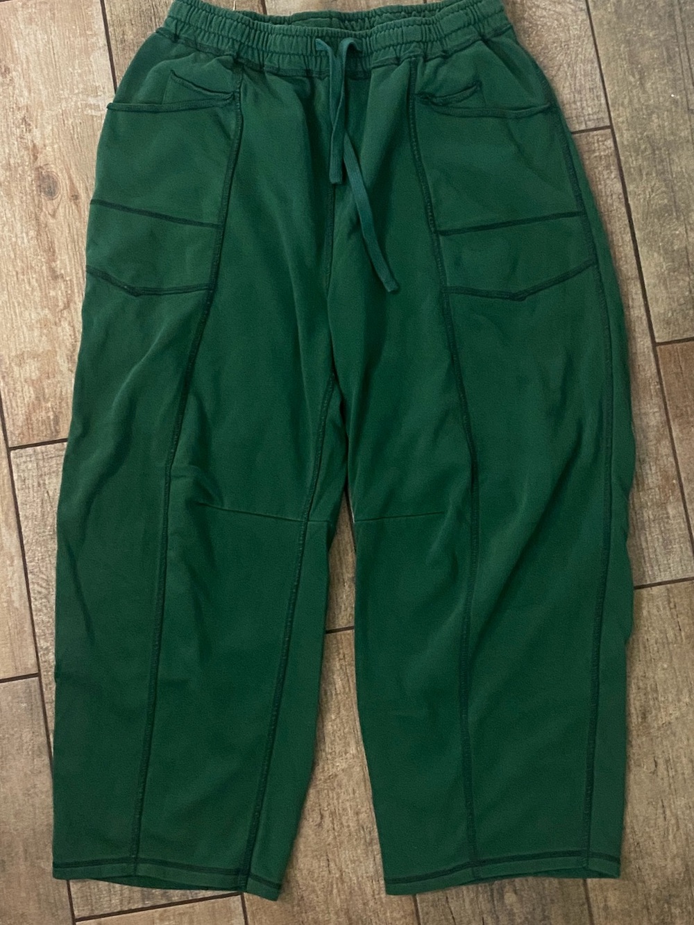 Forest Green Drawstring Barrel Pants